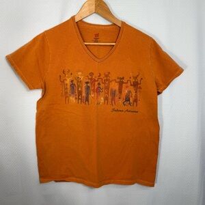Vintage Sedona Arizona Graphic V-Neck T-Shirt - Rust Orange